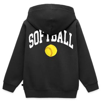 Softball - Sweat Premium à capuche zippé enfant bio - noir - Dos - AI Model Kid Male (0cm)