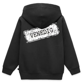 Venise - Sweat Premium à capuche zippé enfant bio - noir - Dos - AI Model Kid Male (0cm)