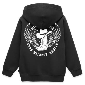 Western girls God's wildest Angels Linedance - Kinder Premium Organic Zip Hoodie - Schwarz - Hinten - AI Model Kid Male (0cm)