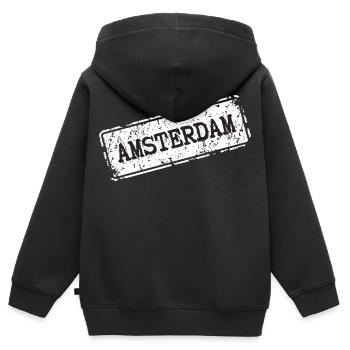  Amsterdam Street Style - Kinder Premium Organic Zip Hoodie - Schwarz - Hinten - AI Model Kid Male (0cm)