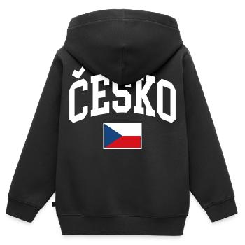 Drapeau de la République tchèque - Sweat Premium à capuche zippé enfant bio - noir - Dos - AI Model Kid Male (0cm)