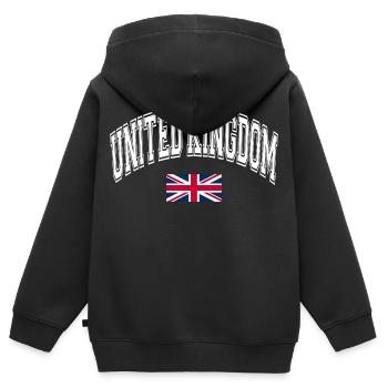 Drapeau du Royaume-Uni - Sweat Premium à capuche zippé enfant bio - noir - Dos - AI Model Kid Male (0cm)