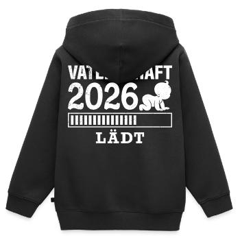 Werdender Papa VATERSCHAFT WIRD GELADEN 2026 - Kinder Premium Organic Zip Hoodie - Schwarz - Hinten - AI Model Kid Male (0cm)
