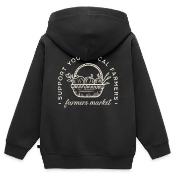 Le marché fermier soutient les aliments locaux cultivés localement - Sweat Premium à capuche zippé enfant bio - noir - Dos - AI Model Kid Male (0cm)