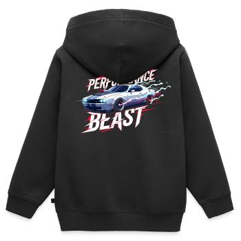 Muscle Car Performance Design - Kinder Premium Organic Zip Hoodie - Schwarz - Hinten - AI Model Kid Male (0cm)