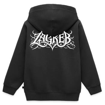 Typographie des headbangers heavy metal de Zagreb - Sweat Premium à capuche zippé enfant bio - noir - Dos - AI Model Kid Male (0cm)