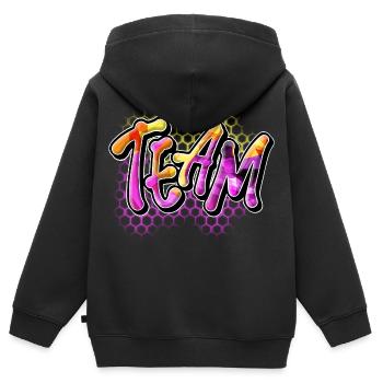 Équipe - Sweat Premium à capuche zippé enfant bio - noir - Dos - AI Model Kid Male (0cm)
