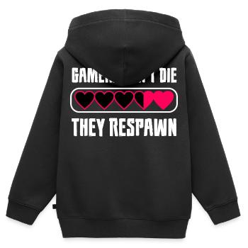 Gamer Heart Message - Kids Premium Organic Zip-up Hoodie - black - Back - AI Model Kid Male (0cm)