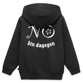 NÖ - BIN DAGEGEN - Kinder Premium Organic Zip Hoodie - Schwarz - Hinten - AI Model Kid Male (0cm)