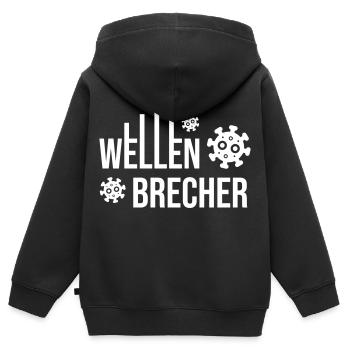 Virus du brise-lames - Sweat Premium à capuche zippé enfant bio - noir - Dos - AI Model Kid Male (0cm)