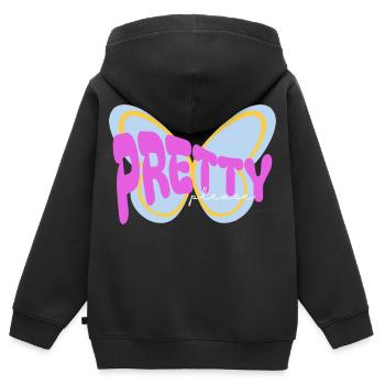 Design imprimé sarcastique « Pretty please » - Sweat Premium à capuche zippé enfant bio - noir - Dos - AI Model Kid Male (0cm)