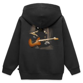 Gitarrist - Kinder Premium Organic Zip Hoodie - Schwarz - Hinten - AI Model Kid Male (0cm)