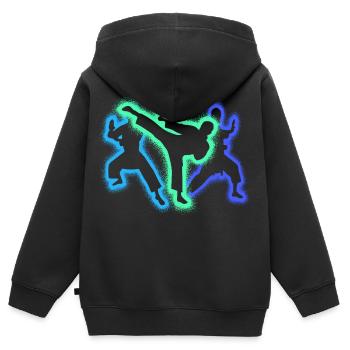 Taekwondo Kampfsport Silhouetten Herren Karate - Kinder Premium Organic Zip Hoodie - Schwarz - Hinten - AI Model Kid Male (0cm)
