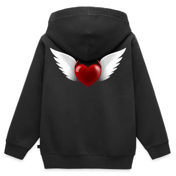 Cœur Ange Diable - Sweat Premium à capuche zippé enfant bio - noir - Dos - AI Model Kid Male (0cm)