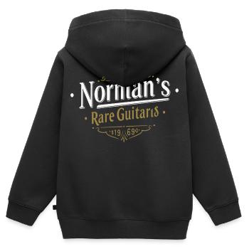 Logo vintage de la guitare rare de Norman - Sweat Premium à capuche zippé enfant bio - noir - Dos - AI Model Kid Male (0cm)