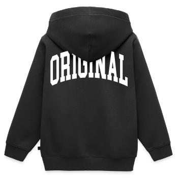 Langue source - Sweat Premium à capuche zippé enfant bio - noir - Dos - AI Model Kid Male (0cm)