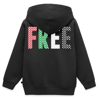 Palestine libre - Sweat Premium à capuche zippé enfant bio - noir - Dos - AI Model Kid Male (0cm)