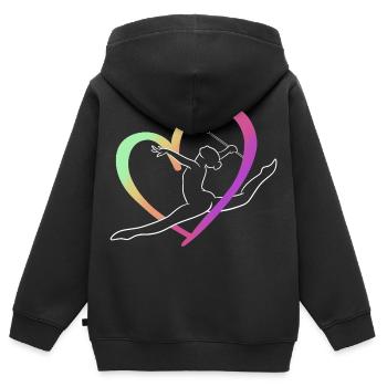 Grand jeté cœur multicolore - Sweat Premium à capuche zippé enfant bio - noir - Dos - AI Model Kid Male (0cm)