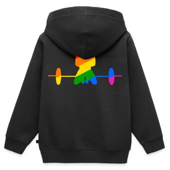 buntes Gewichtheben Geschenk - Kinder Premium Organic Zip Hoodie - Schwarz - Hinten - AI Model Kid Male (0cm)