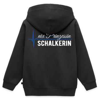Nix Prinzessin - Schalkerin - EKG Puls Geschenk - Kinder Premium Organic Zip Hoodie - Schwarz - Hinten - AI Model Kid Male (0cm)