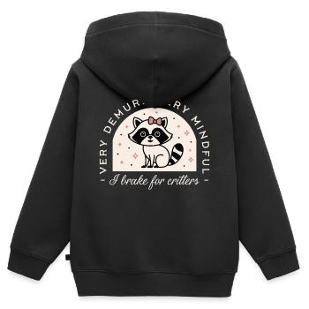 Je freine pour les bestioles drôle de conducteur raton laveur amateur - Sweat Premium à capuche zippé enfant bio - noir - Dos - AI Model Kid Male (0cm)