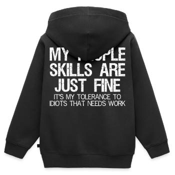 Mes compétences relationnelles sont très drôles. - Sweat Premium à capuche zippé enfant bio - noir - Dos - AI Model Kid Male (0cm)
