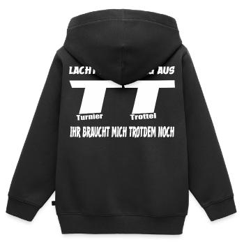 Laughs Me Out Tournament Sucker Design - Sweat Premium à capuche zippé enfant bio - noir - Dos - AI Model Kid Male (0cm)