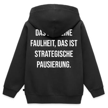 Typographie de rupture stratégique - Sweat Premium à capuche zippé enfant bio - noir - Dos - AI Model Kid Male (0cm)