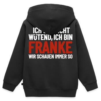I'm not angry - I'm Franconian - Kids Premium Organic Zip-up Hoodie - black - Back - AI Model Kid Male (0cm)