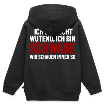 Je ne suis pas en colère, je suis Souabe - Sweat Premium à capuche zippé enfant bio - noir - Dos - AI Model Kid Male (0cm)