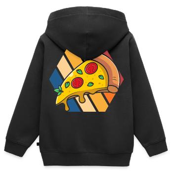 Pizza Pop Art Slice - Kinder Premium Organic Zip Hoodie - Schwarz - Hinten - AI Model Kid Male (0cm)