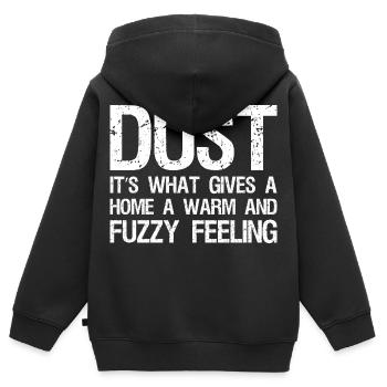 La poussière, c’est ce qui donne à une maison un aspect chaleureux et flou. - Sweat Premium à capuche zippé enfant bio - noir - Dos - AI Model Kid Male (0cm)