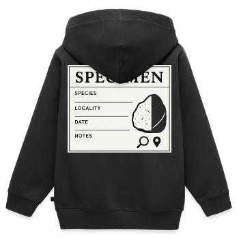 Étiquette de collection d’échantillons géologiques fossiles - Sweat Premium à capuche zippé enfant bio - noir - Dos - AI Model Kid Male (0cm)