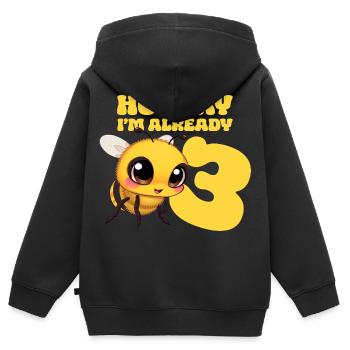 Biene Kinder 3. Geburtstag Kindergeburtstag  - Kinder Premium Organic Zip Hoodie - Schwarz - Hinten - AI Model Kid Male (0cm)