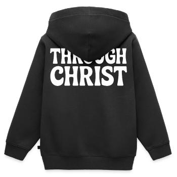 Trough Christ Jesus Christen Glaube - Kinder Premium Organic Zip Hoodie - Schwarz - Hinten - AI Model Kid Male (0cm)