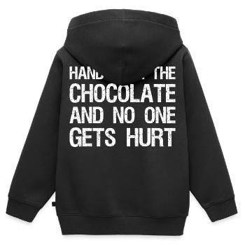 Remettez le chocolat et personne ne sera blessé - Sweat Premium à capuche zippé enfant bio - noir - Dos - AI Model Kid Male (0cm)