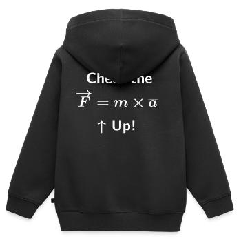 Jubel den F Up auf - Kinder Premium Organic Zip Hoodie - Schwarz - Hinten - AI Model Kid Male (0cm)