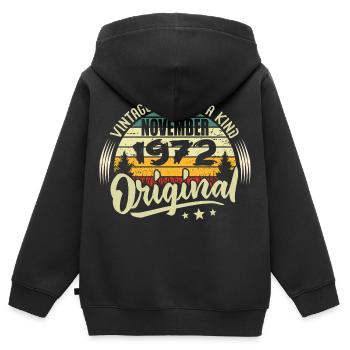 Jahrgang November 1972 Original November 1972 - Kinder Premium Organic Zip Hoodie - Schwarz - Hinten - AI Model Kid Male (0cm)