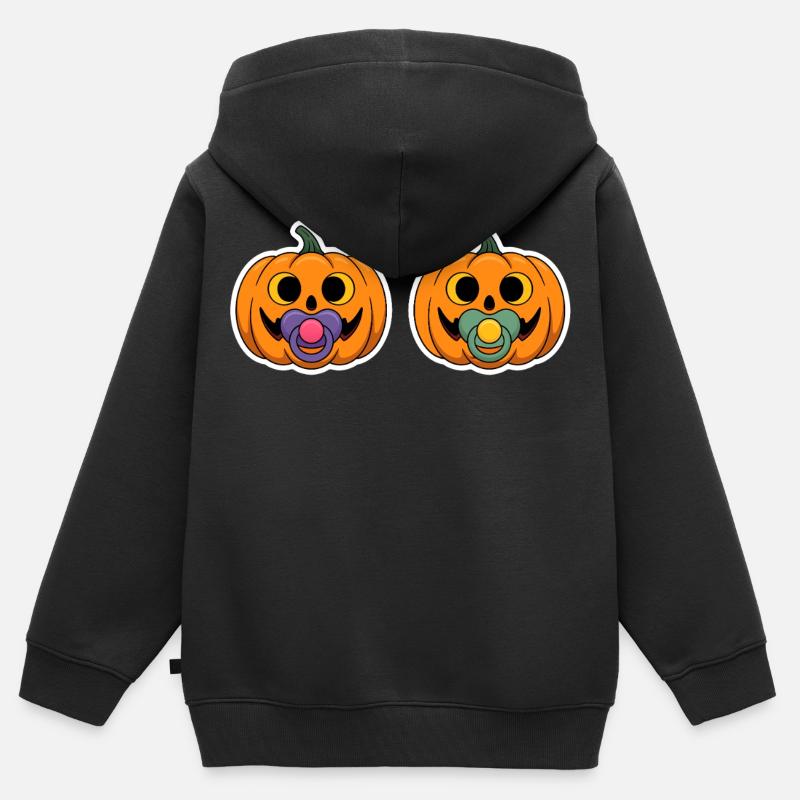 Grimaces de sucette citrouille - Sweat Premium à capuche zippé enfant bio - noir