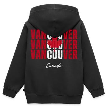 Vancouver Canada, j’adore Vancouver - Sweat Premium à capuche zippé enfant bio - noir - Dos - AI Model Kid Male (0cm)