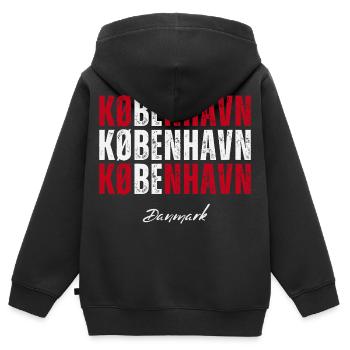 J’adore Copenhague, Copenhague Danemark - Sweat Premium à capuche zippé enfant bio - noir - Dos - AI Model Kid Male (0cm)