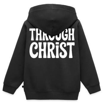 Trough Christ Jesus Christen Glaube - Kinder Premium Organic Zip Hoodie - Schwarz - Hinten - AI Model Kid Male (0cm)