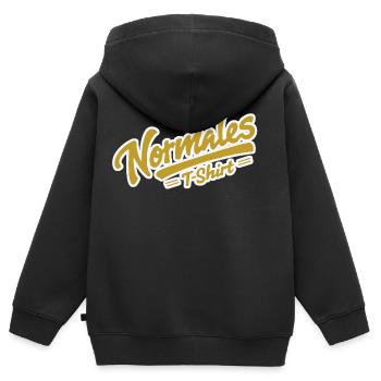 T-shirt normal jaune - Sweat Premium à capuche zippé enfant bio - noir - Dos - AI Model Kid Male (0cm)