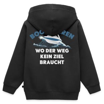 Bootfahren wo der Weg kein Ziel braucht - Kinder Premium Organic Zip Hoodie - Schwarz - Hinten - AI Model Kid Male (0cm)