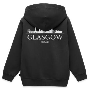 Glasgow Skyline, Glasgow, Écosse - Sweat Premium à capuche zippé enfant bio - noir - Dos - AI Model Kid Male (0cm)