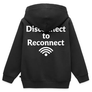 Déconnectez-vous pour vous reconnecter Arrêtez-vous d’abord - Sweat Premium à capuche zippé enfant bio - noir - Dos - AI Model Kid Male (0cm)