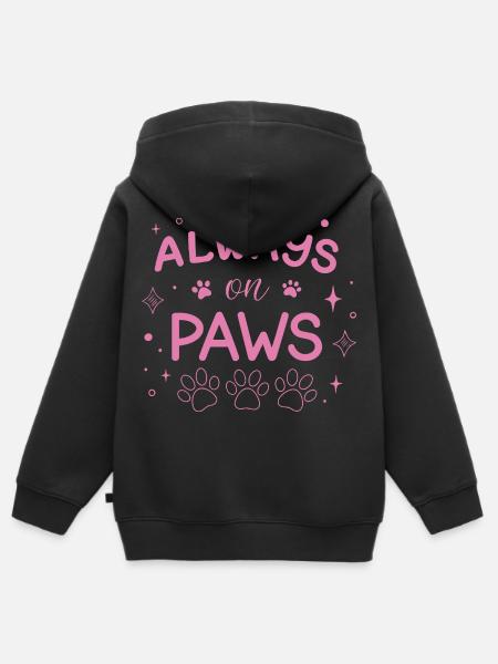 Immer auf den Pfoten Rose - Kinder Premium Organic Zip Hoodie - Schwarz