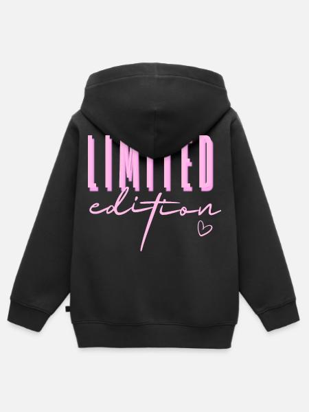 Limited Edition Pink Script | Streetwear Design - Kinder Premium Organic Zip Hoodie - Schwarz