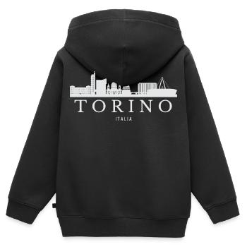 Skyline von Turin, Turin, Italien - Kinder Premium Organic Zip Hoodie - Schwarz - Hinten - AI Model Kid Male (0cm)