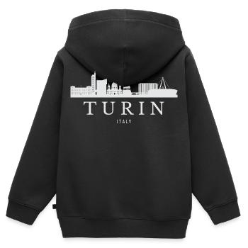 Skyline von Turin, Turin, Italien - Kinder Premium Organic Zip Hoodie - Schwarz - Hinten - AI Model Kid Male (0cm)
